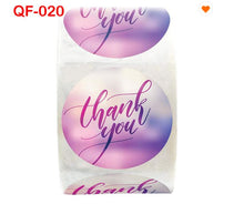 Load image into Gallery viewer, Amore Jewell 1&quot; (500PCS/roll) THANK YOU Printing Adhesive Floral Roll Vinyl Waterproof Gift Label Sticker Cards Envelopes Seal 40 designs for selection