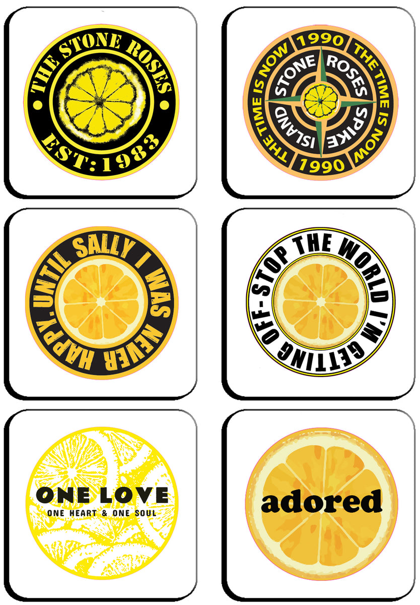 6 x Stone Roses Badges Square Cup Coasters – stoned love clothing