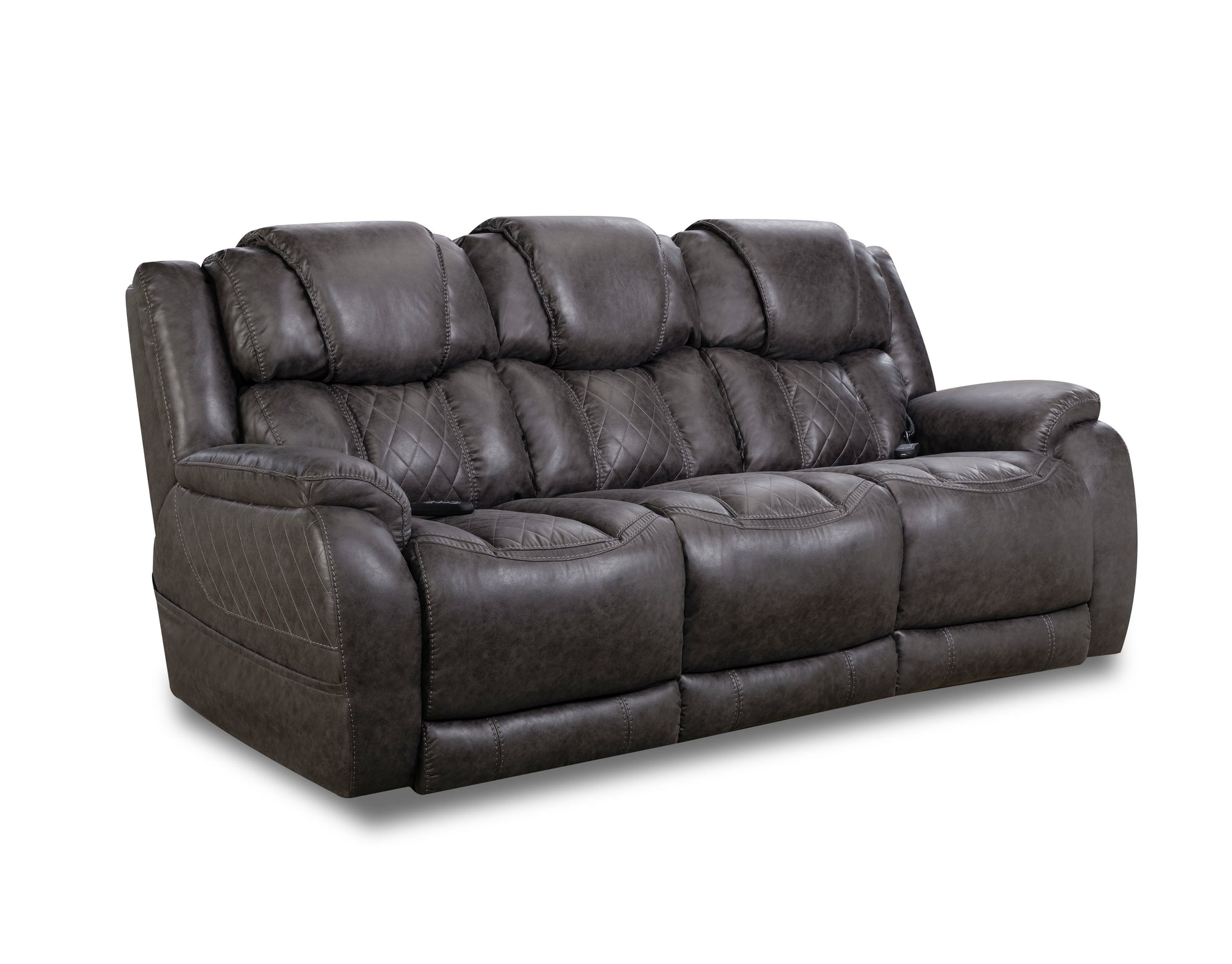 HomeStretch 158 LRMSOF158371 CASUAL TRIPLE POWER RECLINING SOFA WITH POWER  HEADRESTS AND LUMBAR, Turk Furniture