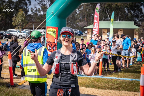 Woman at a trail running event