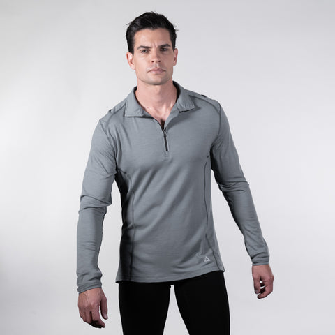 Men's merino wool ultra zip in grey