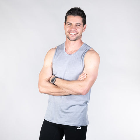 Man wearing a light tank top