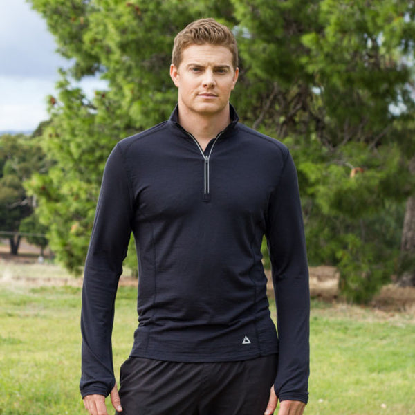 Men's merino wool charcoal ultra zip