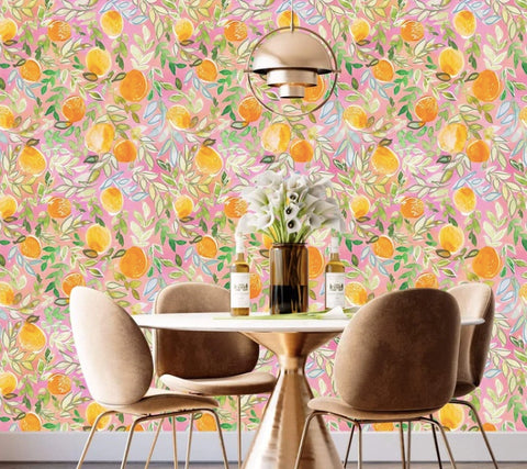 Citrus Sunrise peel and stick wallpaper