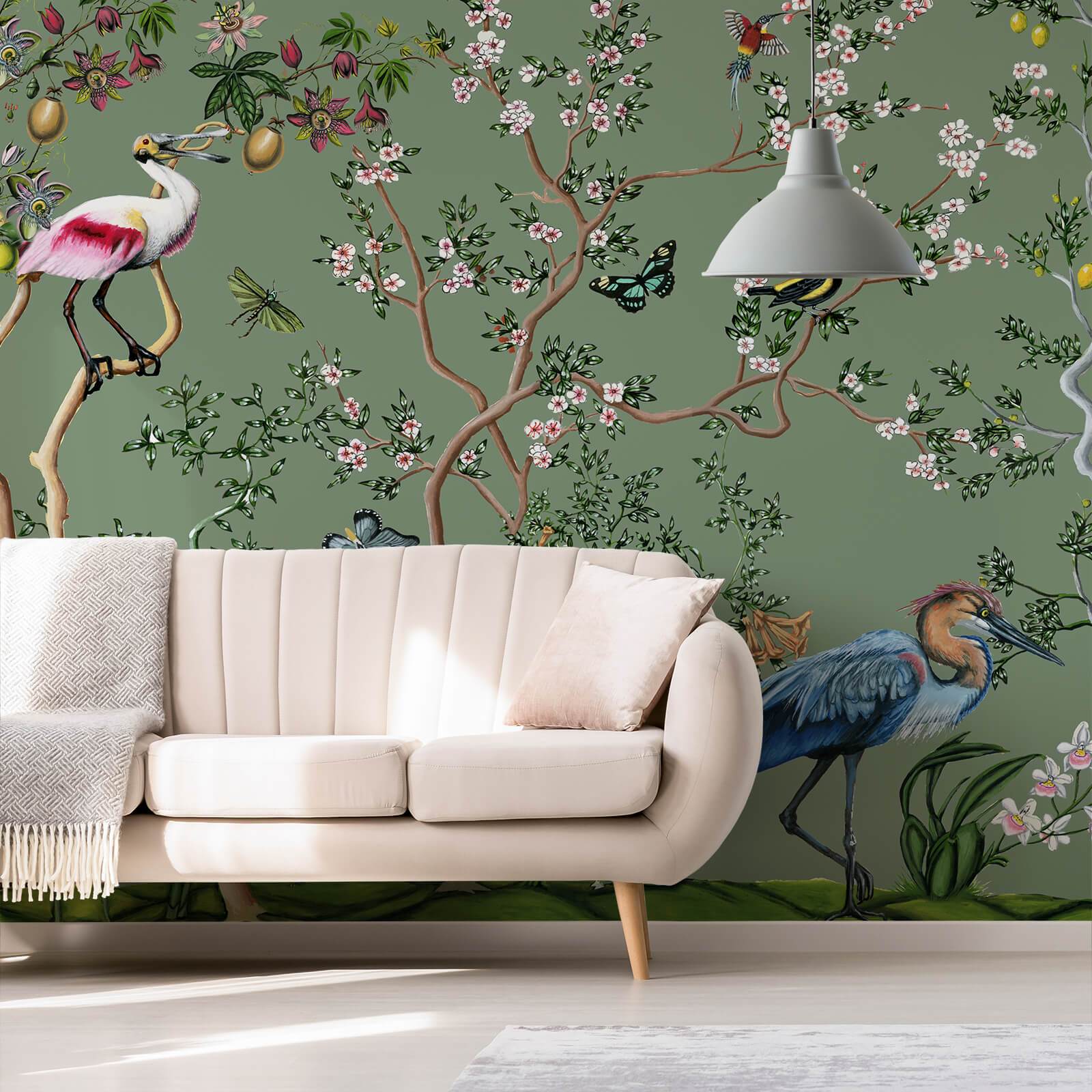 Shop Sage Green Flora Australian Made Floral Wallpaper Online  Olive et  Oriel