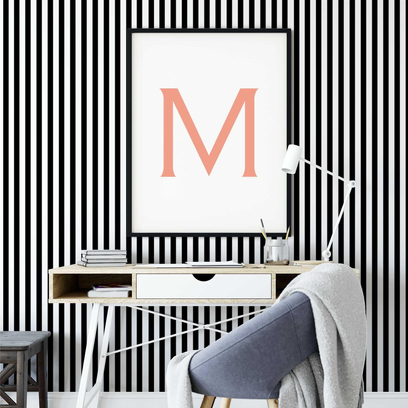 Green and White Stripes Peel and Stick Wallpaper – MUSE Wall Studio