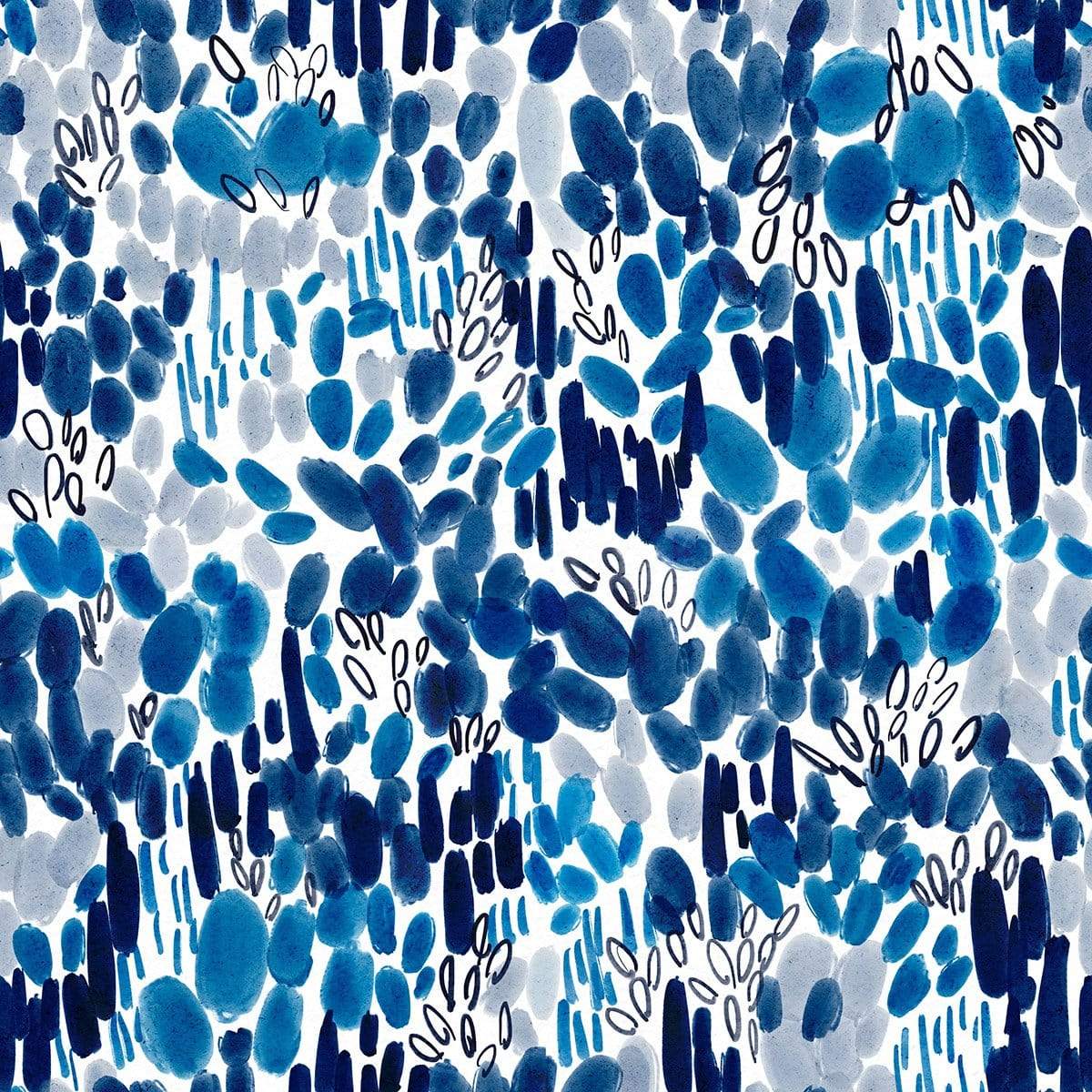 Raindrops Fabric in Blue