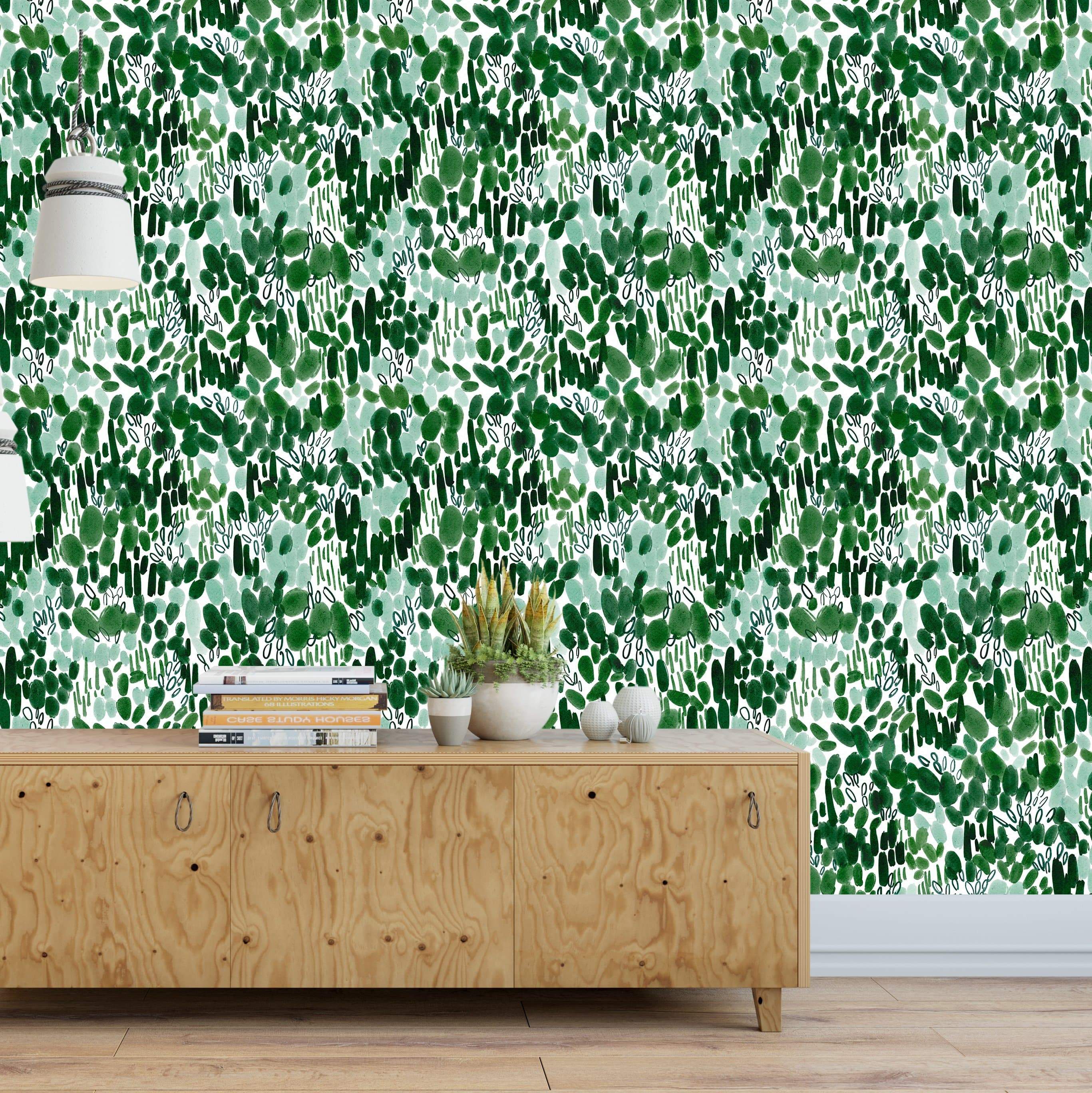 Emerald Green Floral Peel and Stick Wallpaper  MUSE Wall Studio