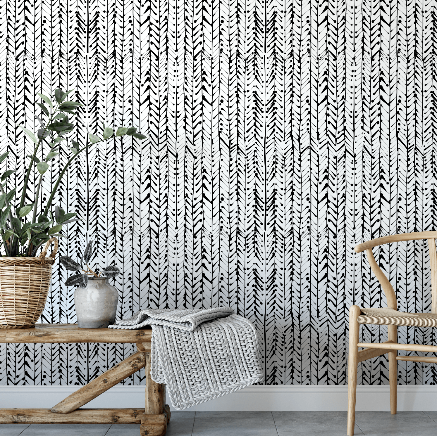 T14571 WOOD HERRINGBONE Wallpaper Slate from the Thibaut October Wallpaper  Book collection