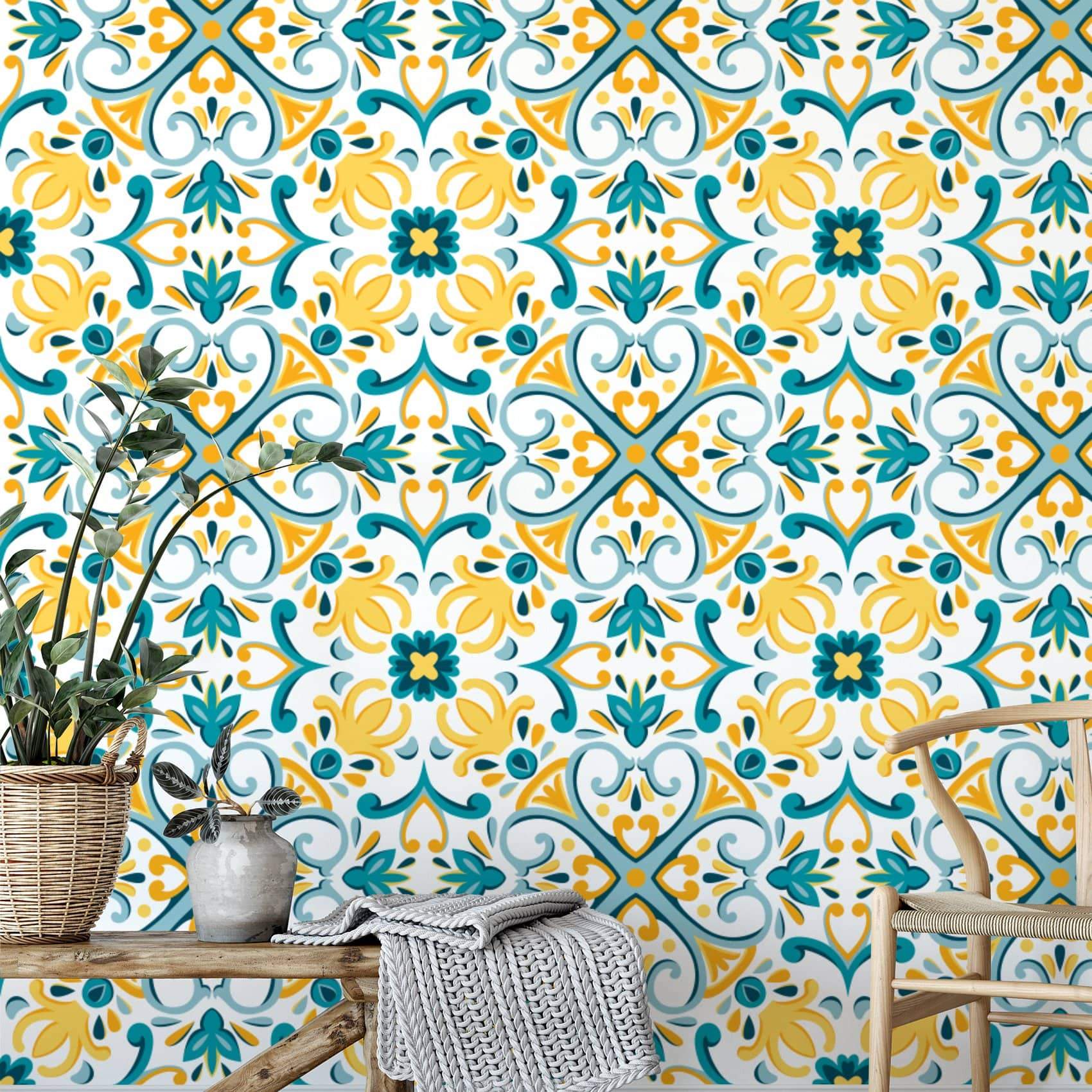 Buy Moroccan Tile Removable Wallpaper for Walls  Tile Peel and Online in  India  Etsy