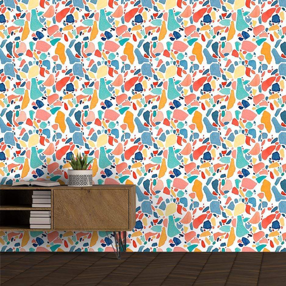 Bright terrazzo print removable wallpaper