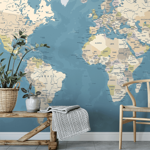 14++ Wallpaper World Map Mural