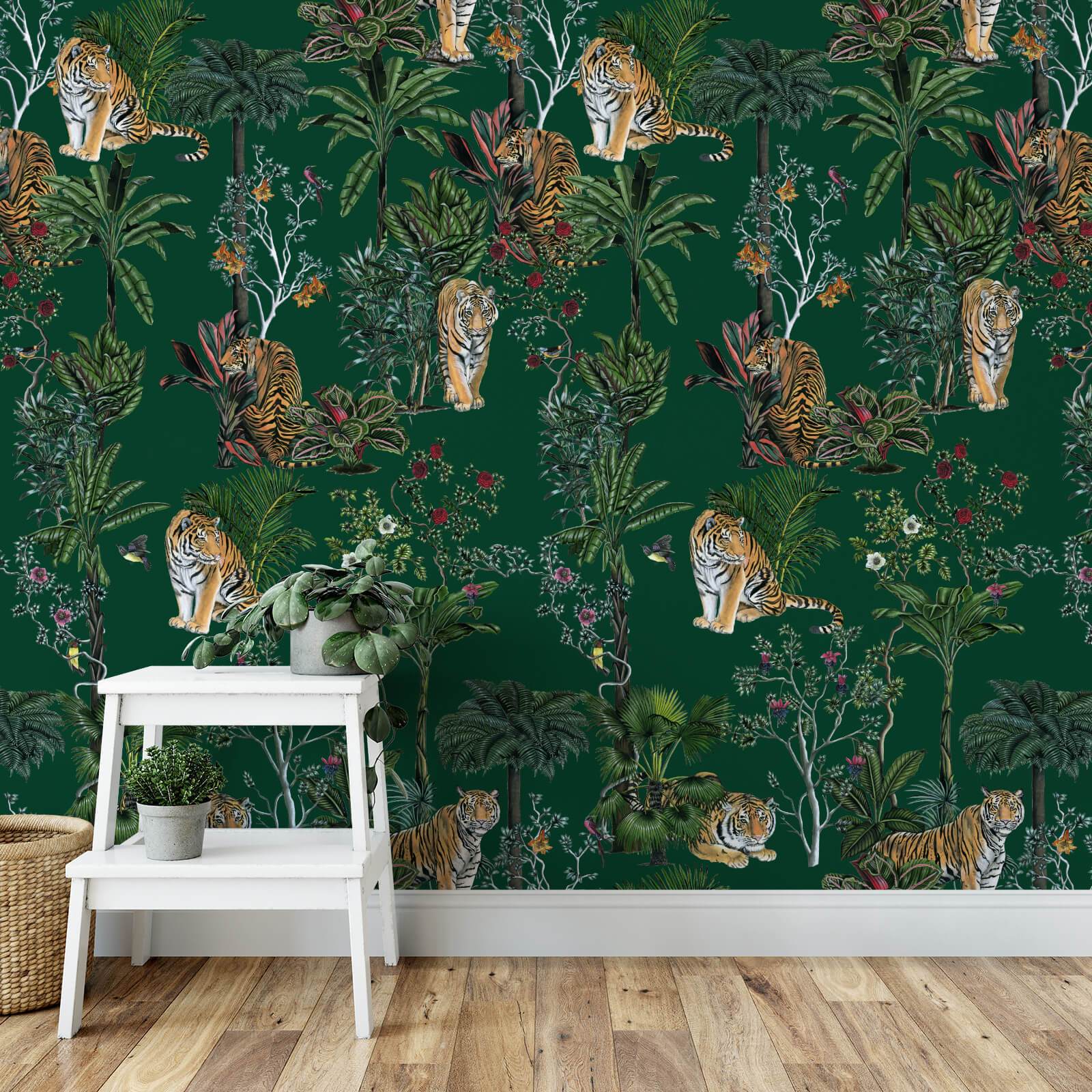Green wildflower print removable wallpaper  Livettes