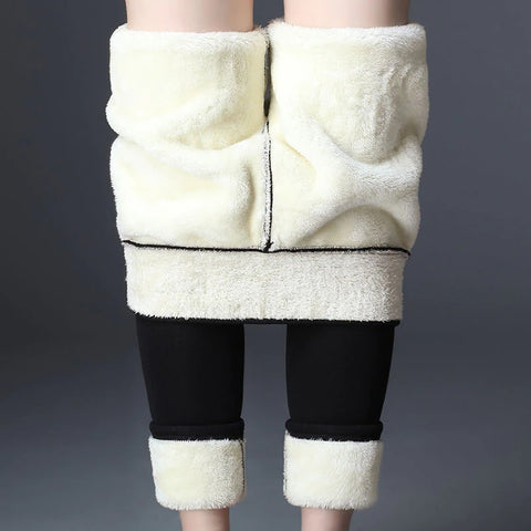 Lambskin Winter Leggings,Super Thick Warm Fleece Leggings for