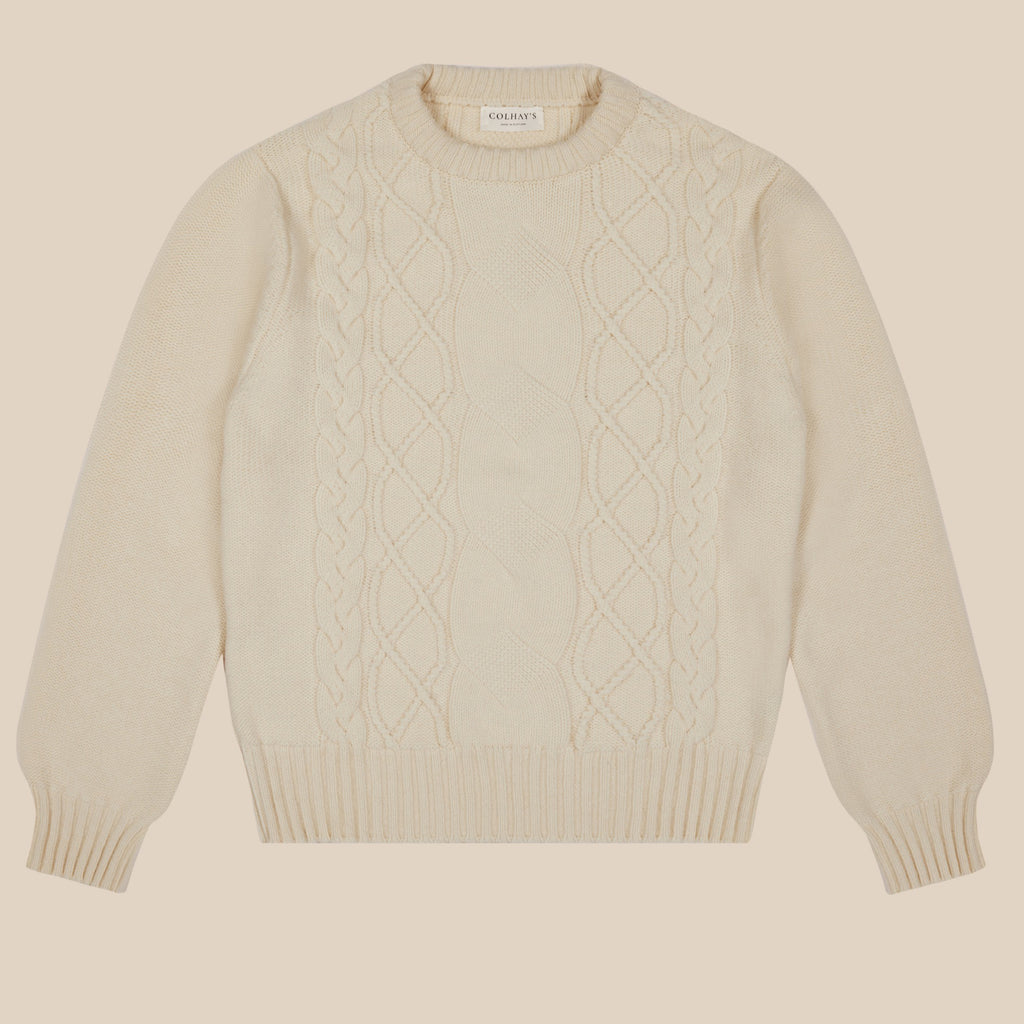 Oatmeal Stretchy Cable Knit Sweater