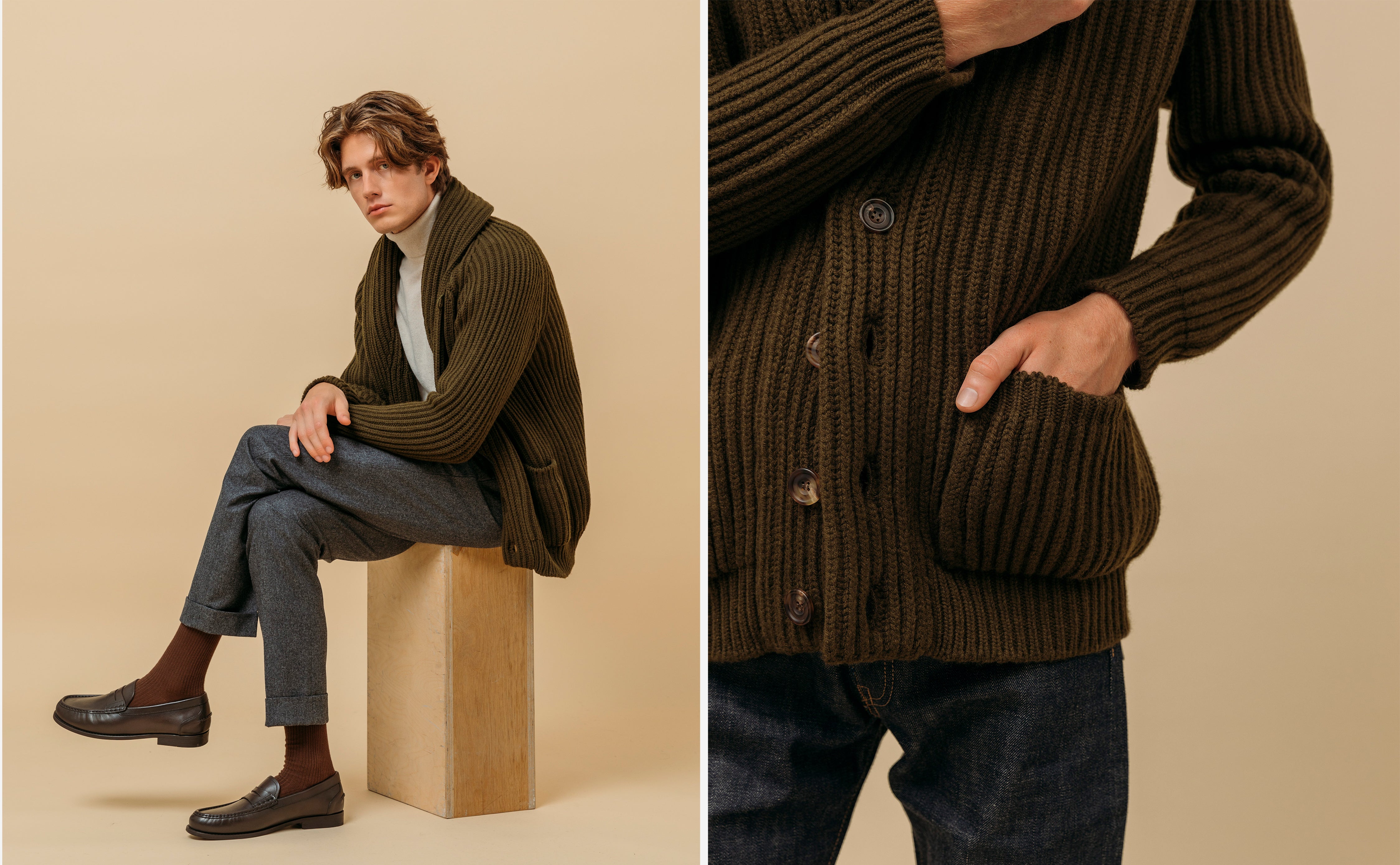 shawl collar cardigan