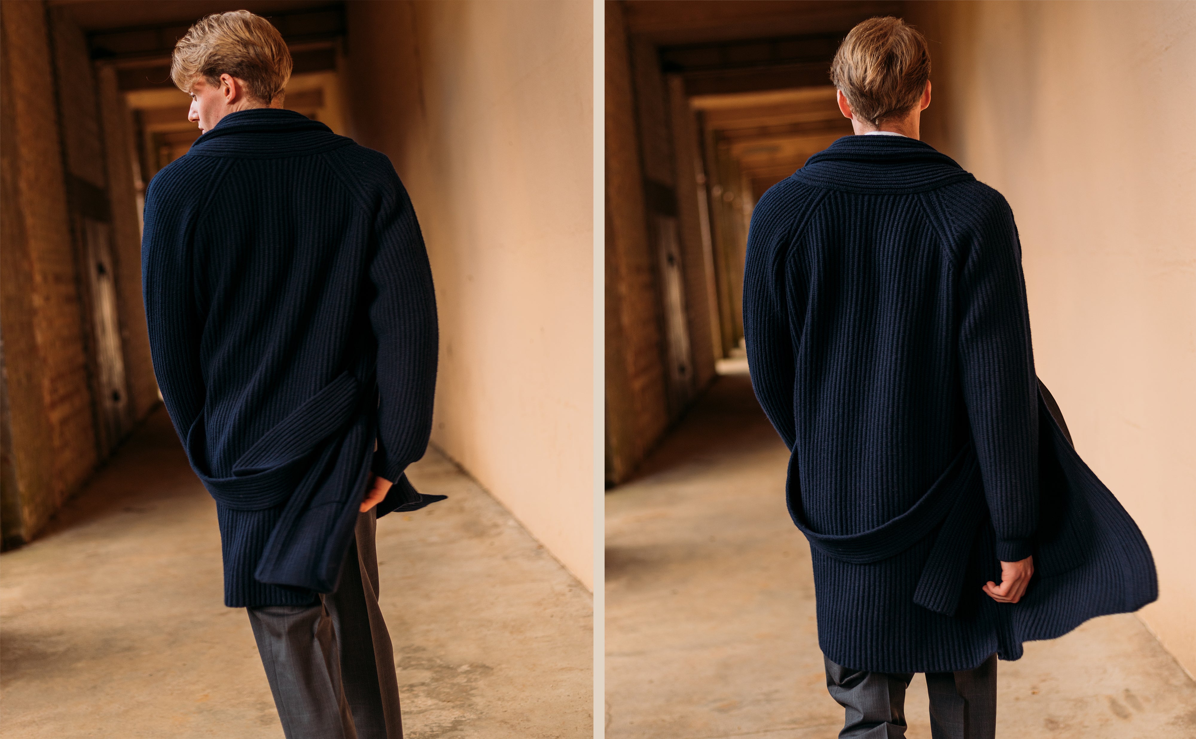 Navy blue shawl coat