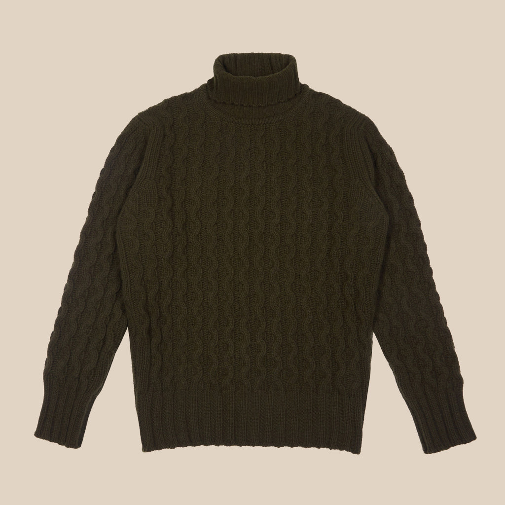 Superfine lambswool fisherman cable rollneck in ecru – Colhay's