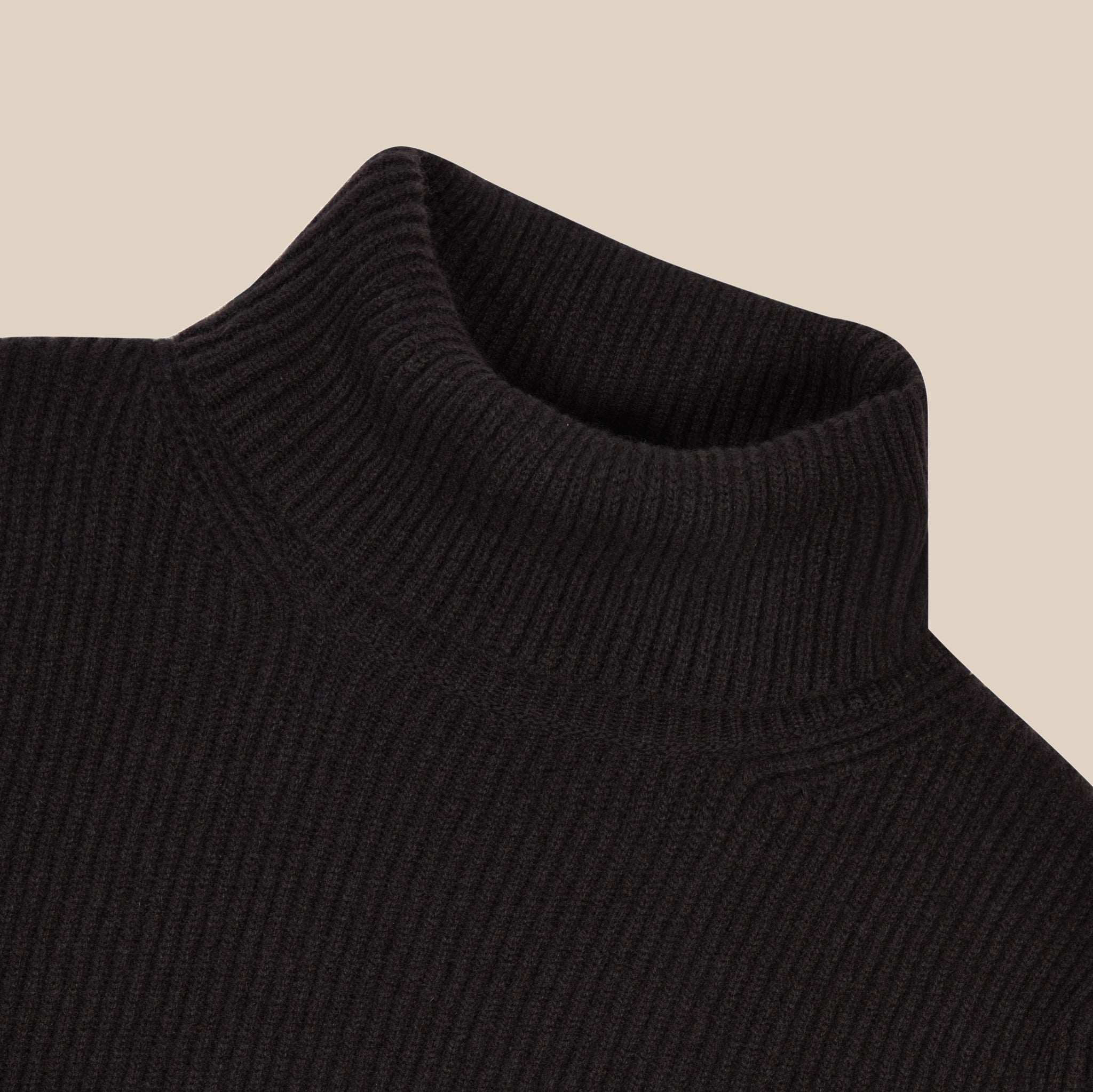 Cashmere ribbed submariner rollneck in dark brown – Colhay's