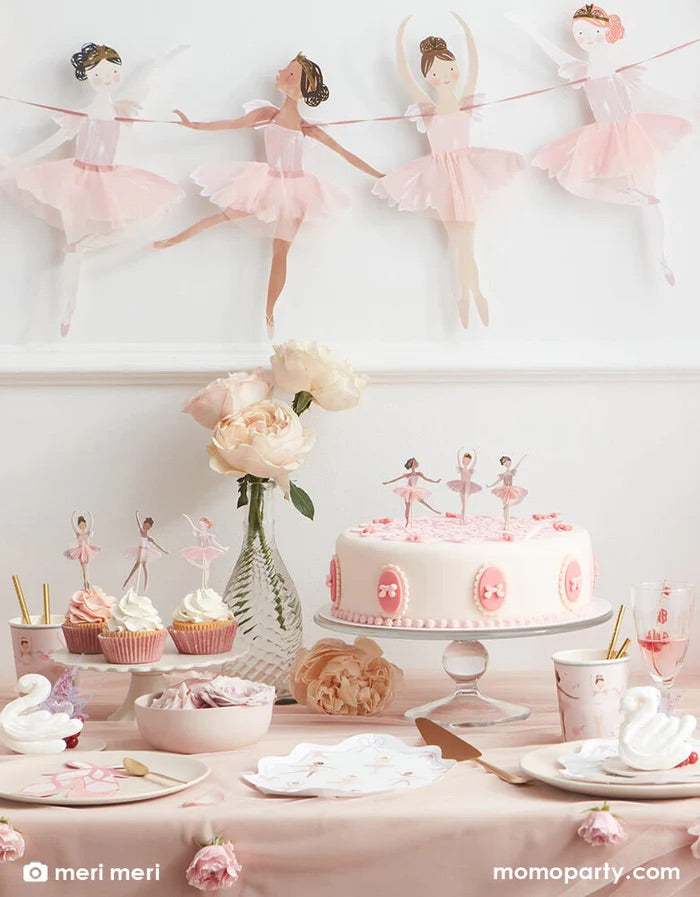 Girl's Ballerina Themed Birthday Party Table Setup