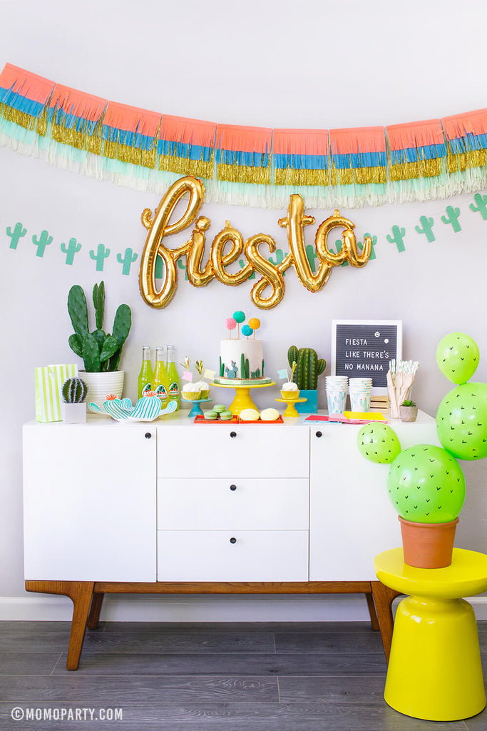 Balloon String Decorations by A Beautiful Mess - Patchwork Cactus
