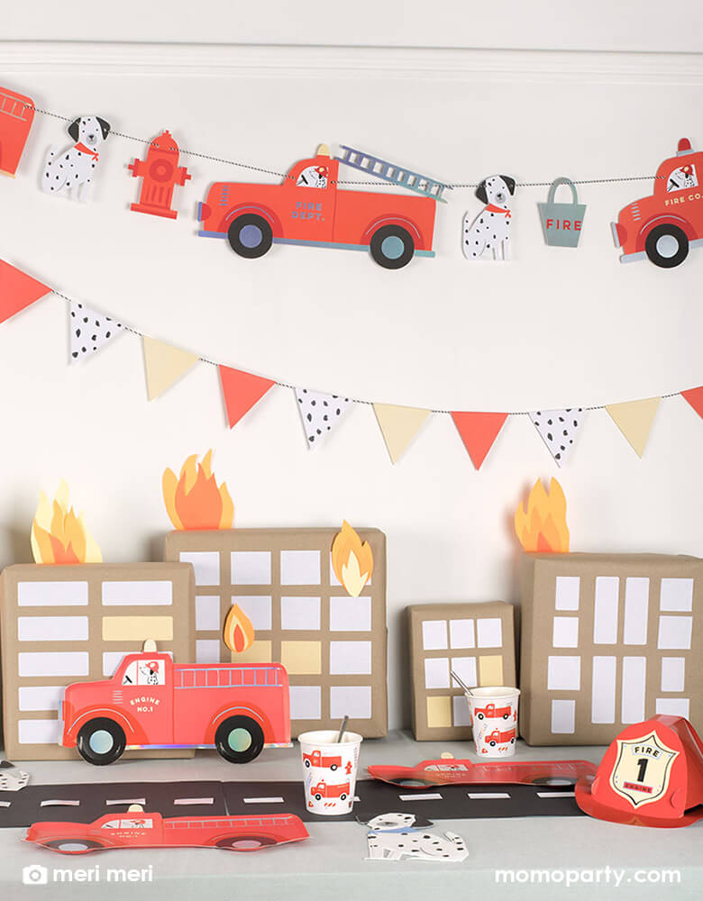 “Engine No. 1” Fire Truck Themed First Birthday_Momo Party_Party Table Decorations