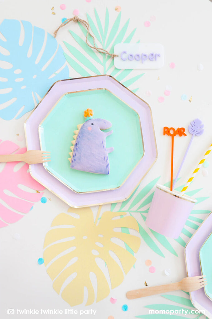 Girl's Dinosaur Birthday Party Ideas_Momo Party_Pastel Tablescape