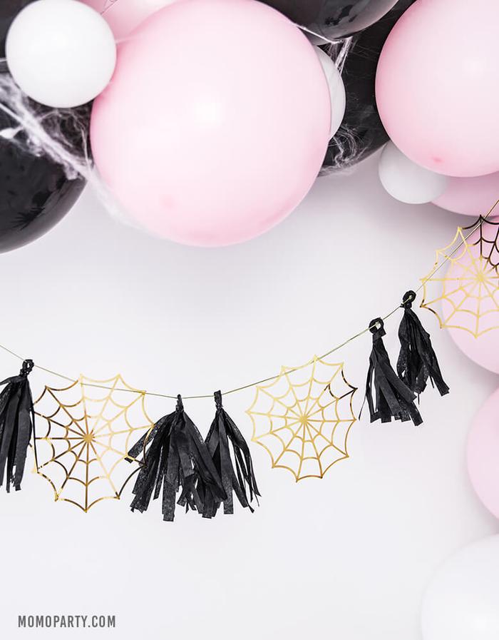 Safe Halloween Ideas-Spiderweb-Paper-Garland for Trunk or Treat Decoration