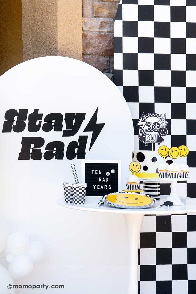 Kid's-Cool-Dude-Party-_Dessert-Table-Set-up_One-Happy-Dude-First-Birthday-Party-Ideas_Ten-Rad-Years-10th-Birthday-Party-Ideas_by-Momo-Party