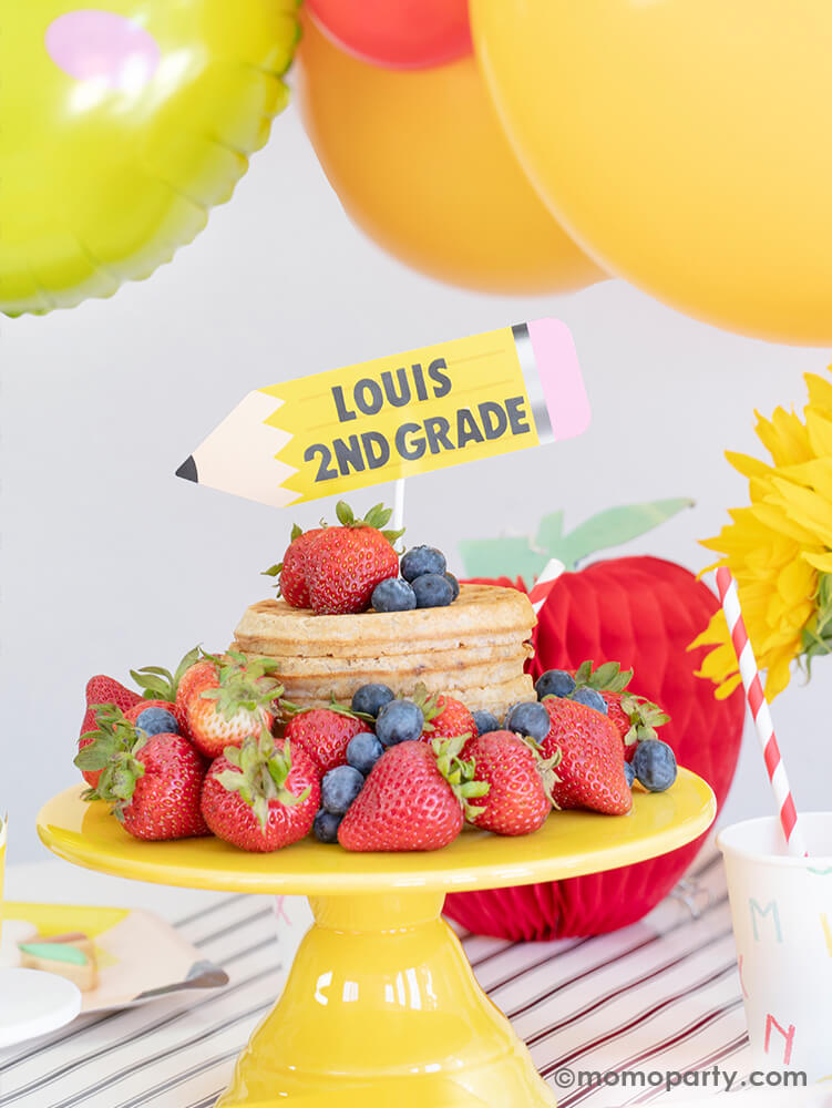 Kid's Back to school breakfast ideas by Momo Party with Pencil Shaped Cake Topper