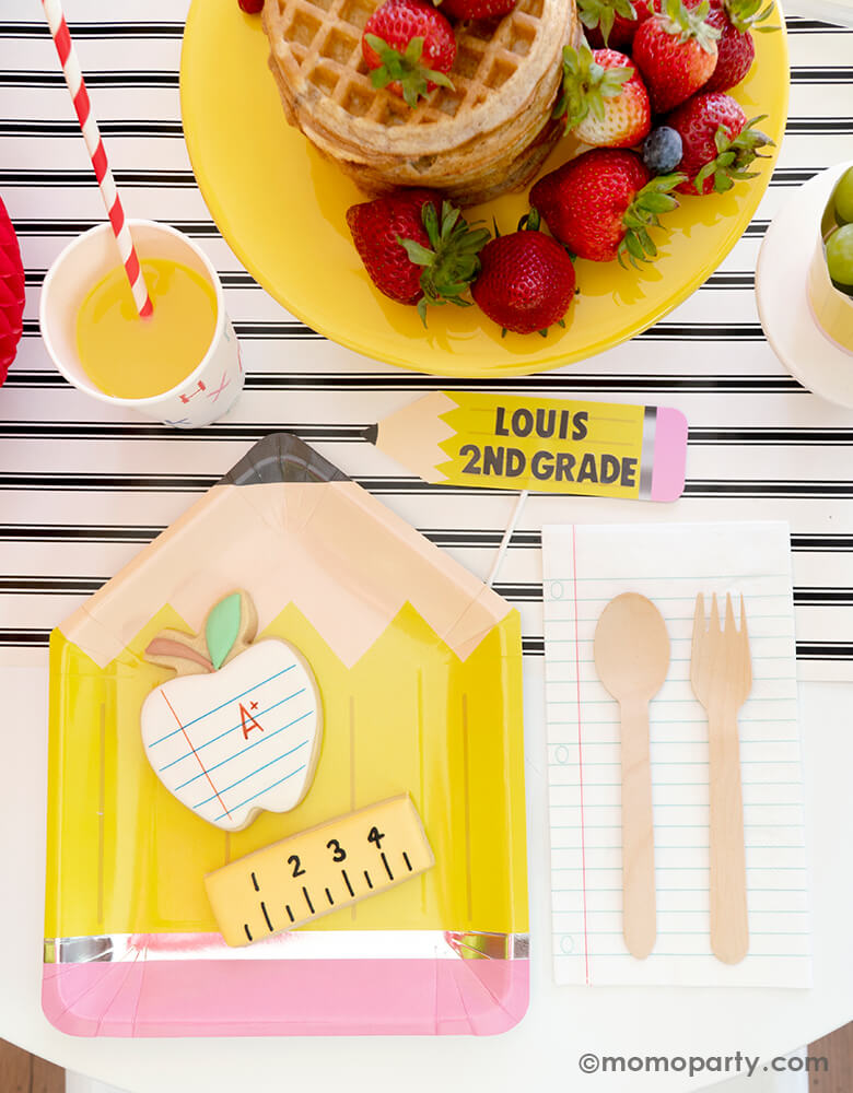 Kid's Back to school breakfast ideas by Momo Party with Pencil Shaped Plate