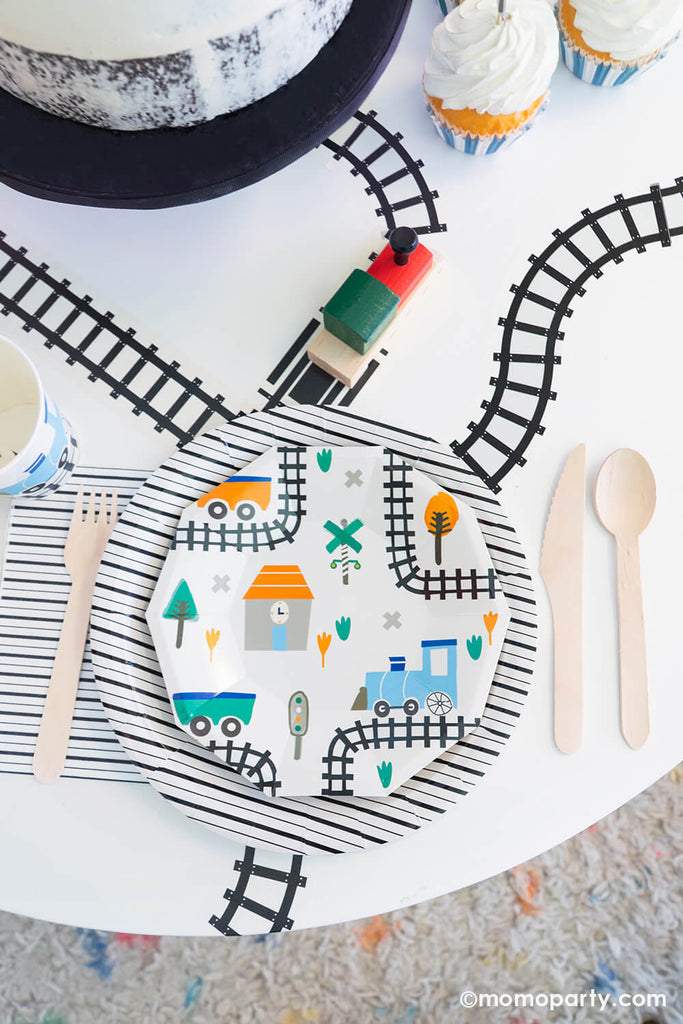 Kids Train Birthday  Party Train Track Decorations by Momo Party