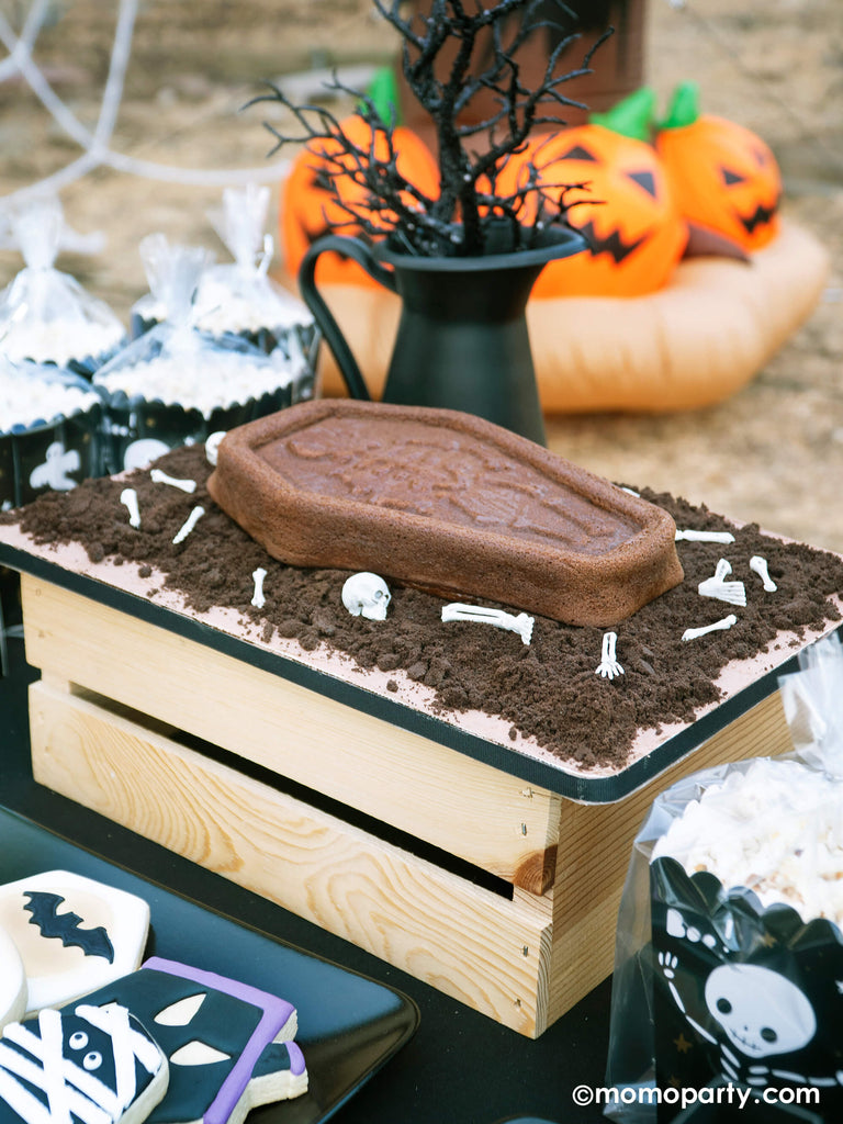 Simple Halloween Coffin Cake Recipe  Halloween coffin cake, Cake,  Chocolate cake mixes