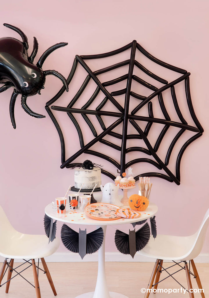 Momo-Party-Pink Halloween-Creepin’ it Real_Spider Web and Spider Balloons