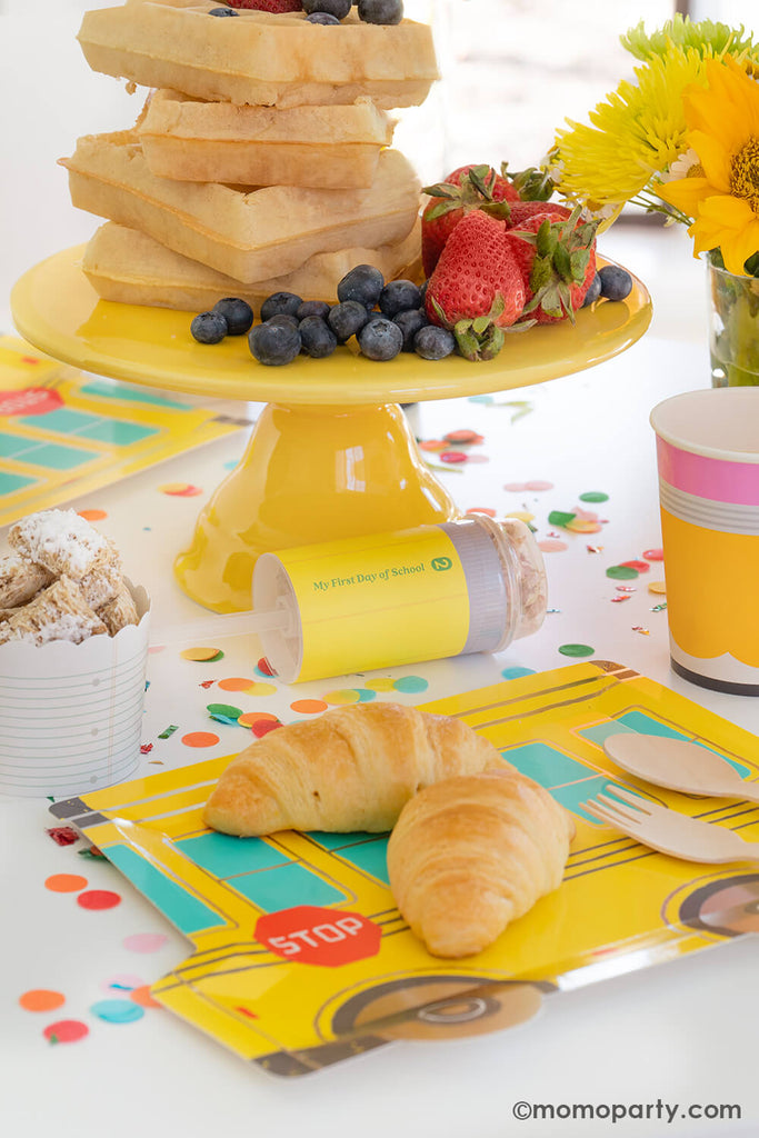 Momo-Party_First Day of School Breakfast Ideas_Back-to-School-Party_School-bus-plate-with-mini croissants