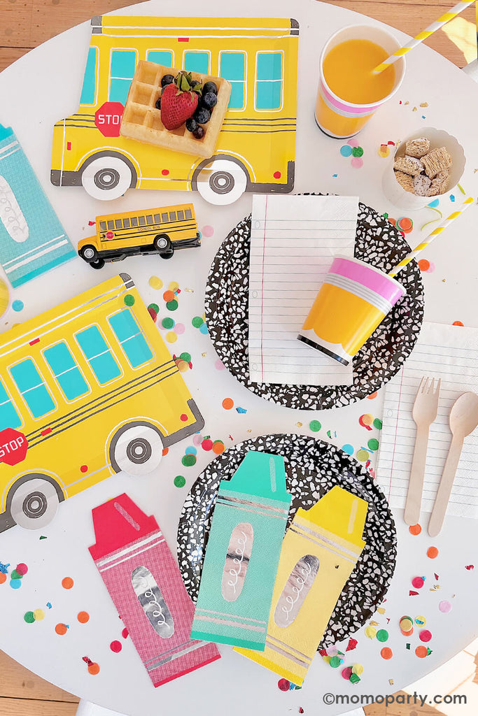 Momo-Party_First Day of School Breakfast Ideas_Back-to-School-Party_Table-Top-with-Back-to-School-tablewares