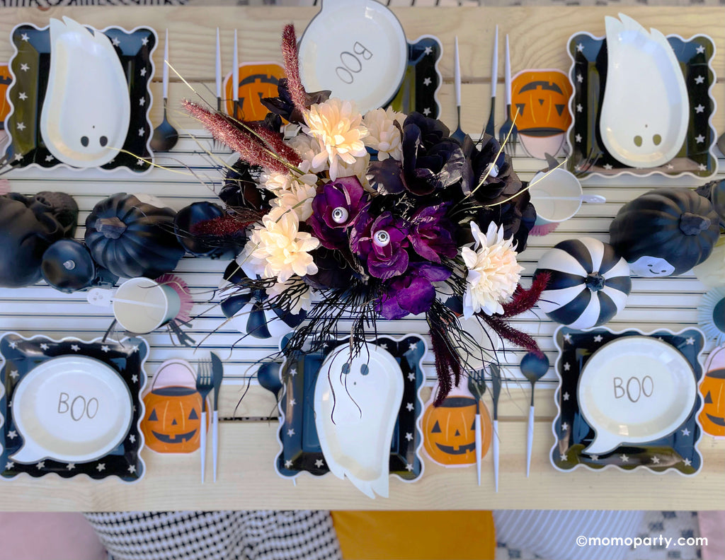 Momo-Party_Halloween-Themed Birthday_Party-kids picnic table Tableware Topview