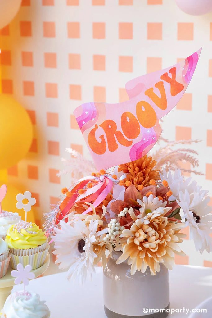 Momo-Party_Ten Groovy Years_10th-Birthday-Party_ Decorating Ideas with Party Pennant