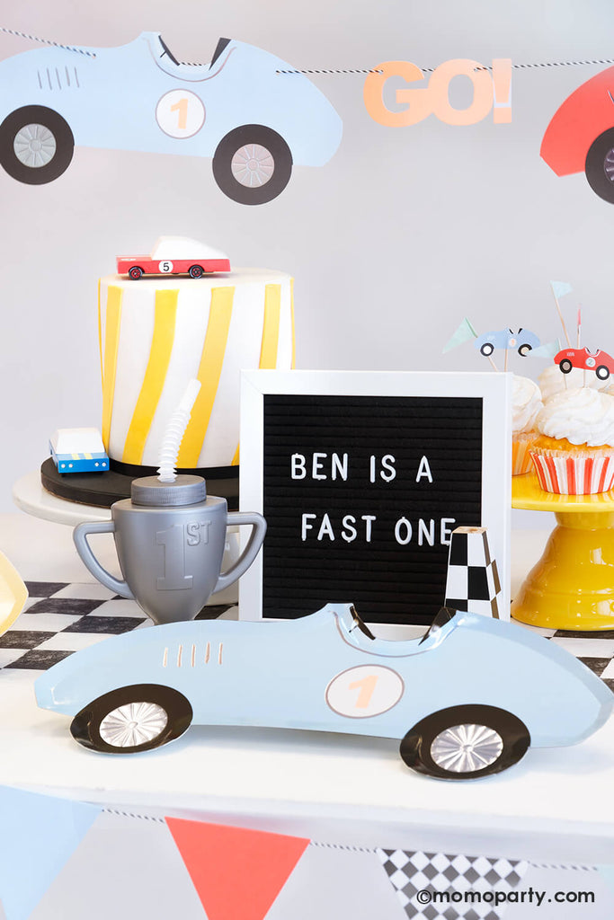Boys "Fast One" Race Car Themed First Birthday Party Ideas by Momo Party