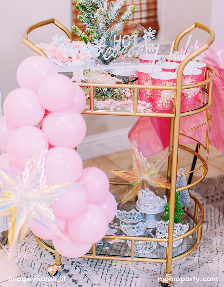 Momo-Party_Winter ONEderland_First-Birthday-Party_Hot Cocoa Bar_Gold Cart