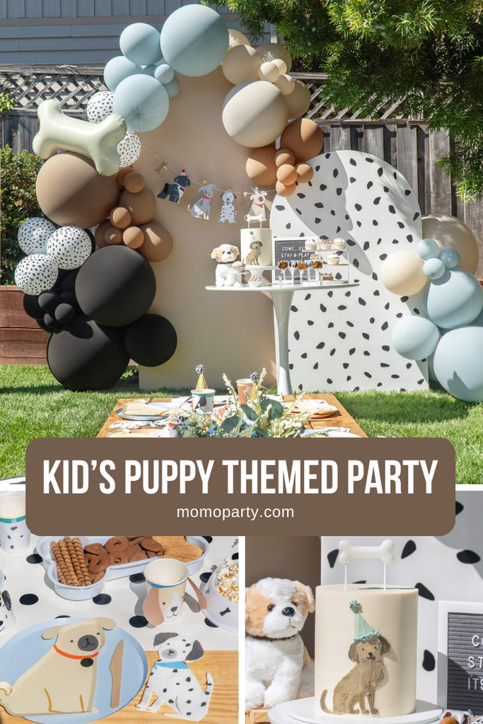 Throwing a puppy themed birthday party for your dog-loving kid? Check out these festive birthday party ideas by Momo Party including dog-inspired table setting, balloon decorations, and party activities for your child. Create some tail-wagging fun time for your kid and make unforgetable memories on their big day with these modern party supplies and decoration ideas at momoparty.com!