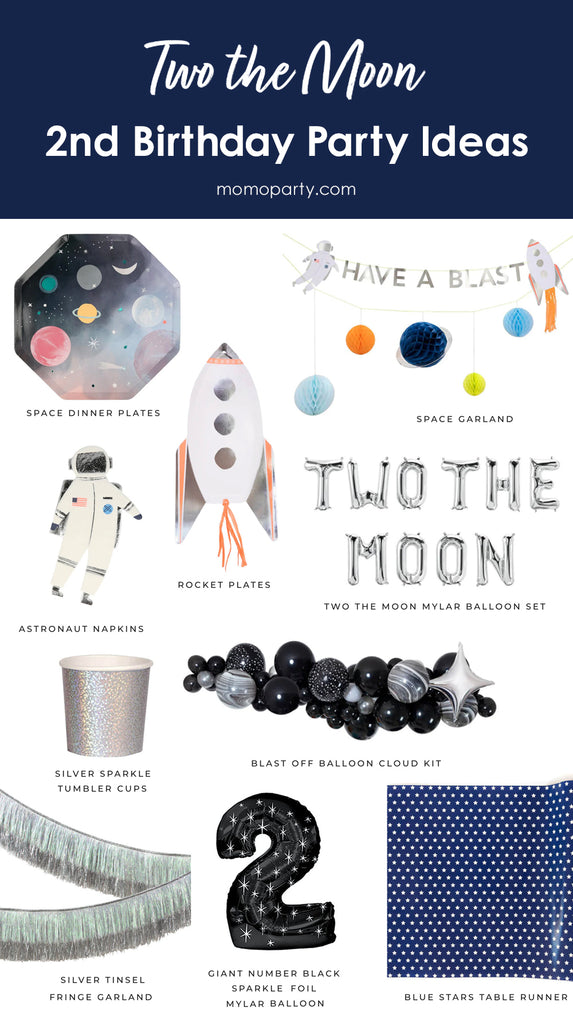 Kid's Two the Moon Second Birthday Space Themed Party Ideas by Momo Party