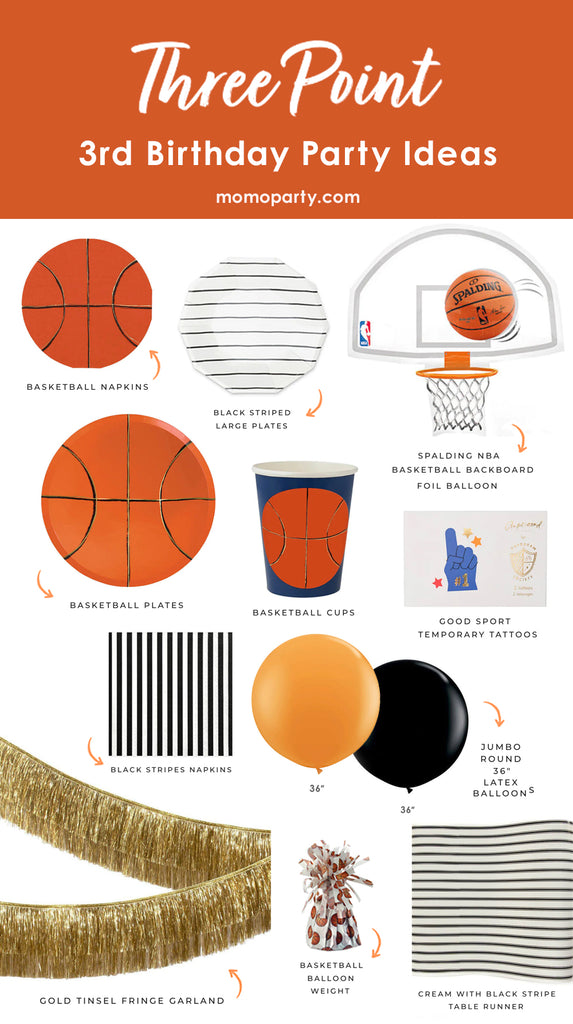 Momo Party Third Birthday Party Ideas_Basketball Themed Party_THREE Point