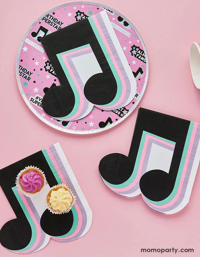 Kid's 10th Birthday Party Theme Music Rock Star TikTok-Party-Party-Musical-Note-Napkins-Paper-Plates_Momo-Party