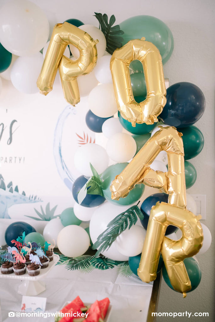 “ONE-a-saurus” Dinosaur Themed First Birthday_Momo Party ROAR Foil Balloon Set