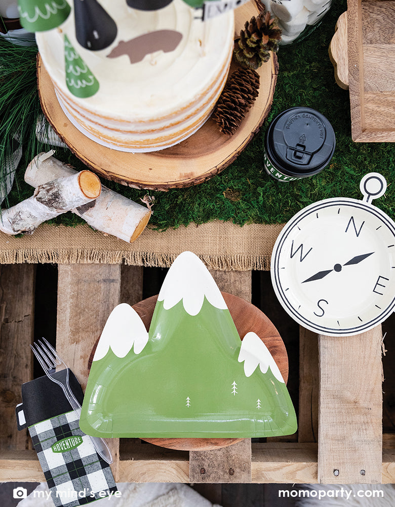 “ONE Happy Camper” Camping Themed First Birthday_Momo Party_Adventure-Mountain-Shaped-Plate