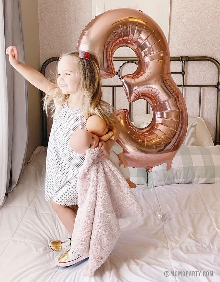 Party At home Girls Party Jumbo Rose Gold Number 3 Foil Balloon