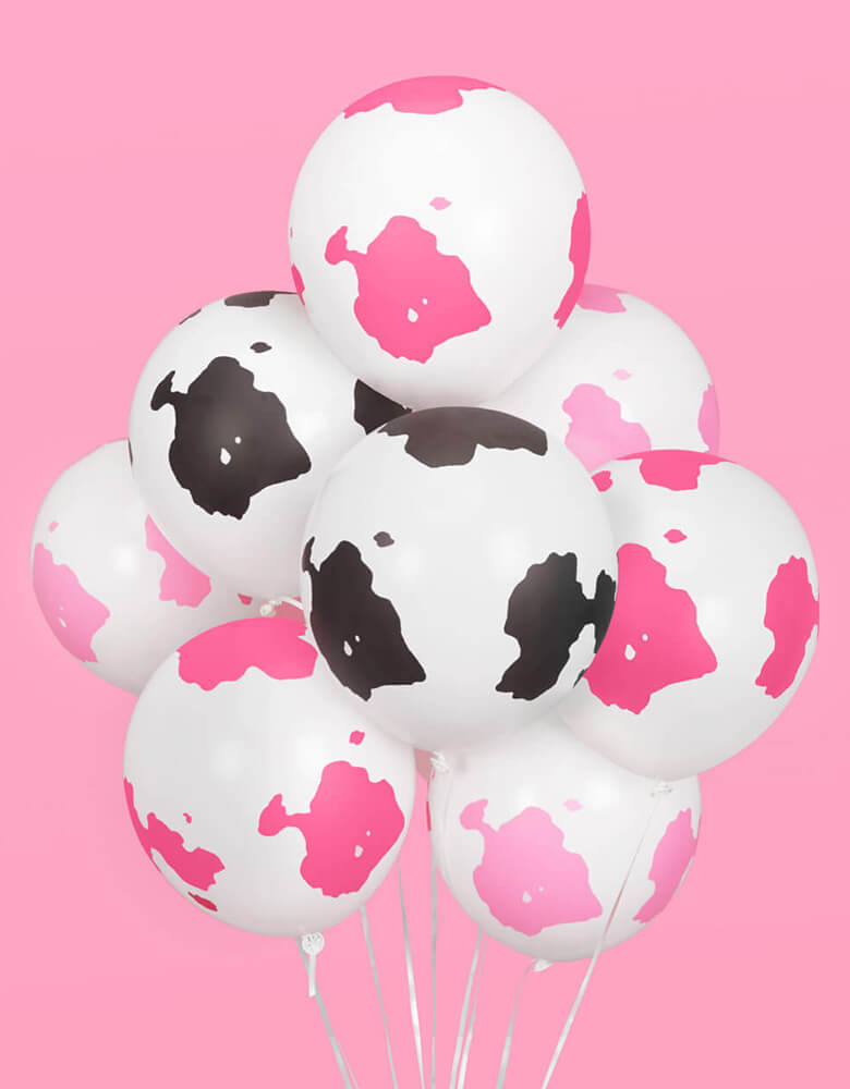 Pink Cow Print Latex Balloon Mix