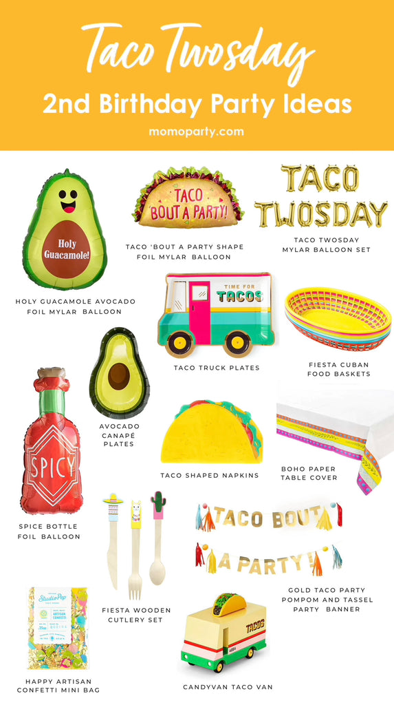 Taco Twosday Themed Kid's Second Birthday Party Ideas by Momo Party