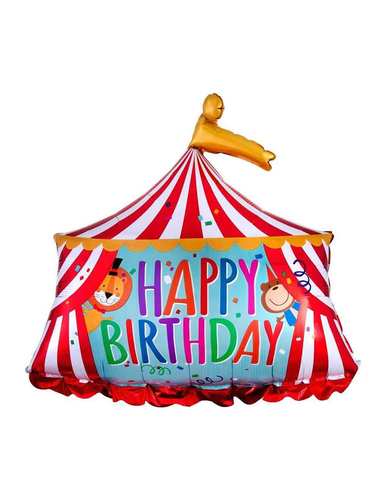 geweer knoflook met de klok mee Jumbo Circus Tent Happy Birthday Foil Balloon – Momo Party